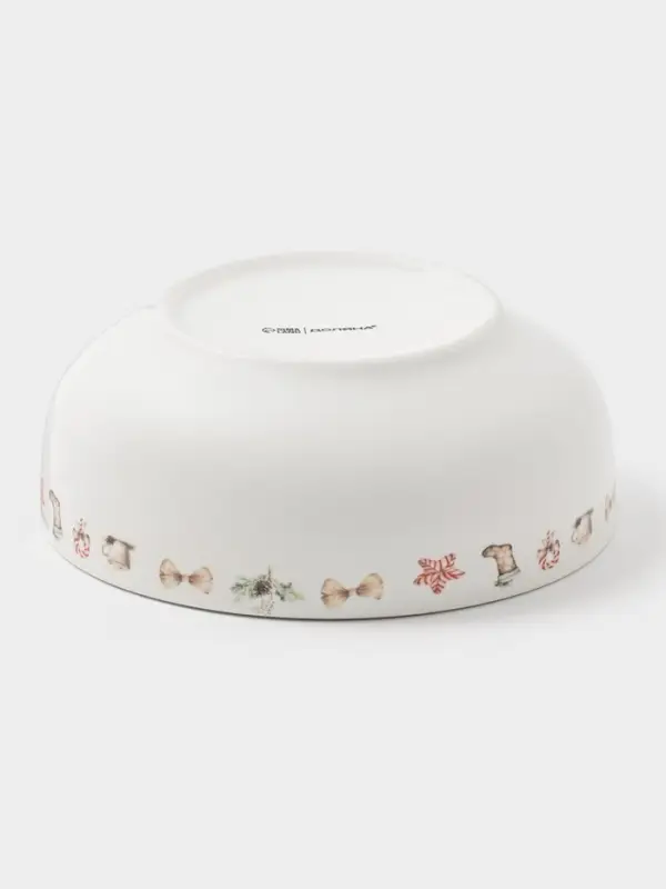 Салатник новогодний Доляна «Волшебный праздник», 580 мл, 15.5×6 см, фарфор, белый