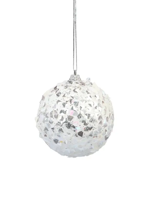 Ёлочный шар новогодний d=8 см «Карнавал» сокровище, белый