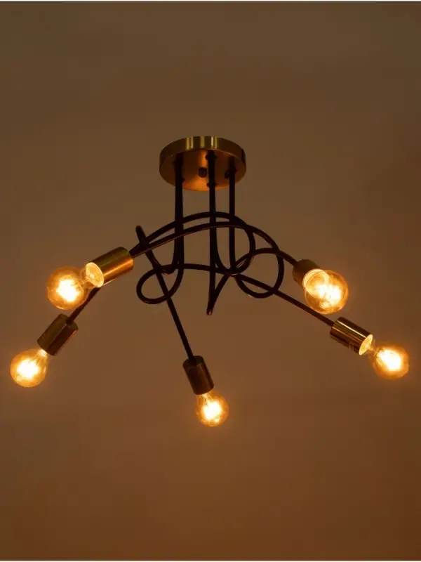 Люстра &laquo;Узел&raquo; 5&times;40 Вт Е27 черный/латунь 52&times;52&times;36 см