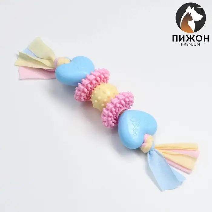 Игрушка жевательная Пижон Premium на верёвке, 5 элементов, термопластичная резина, МИКС