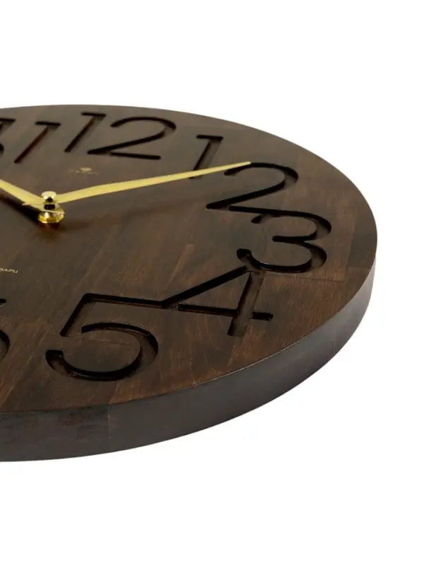 Часы настенные, интерьерные, бесшумные, плавный ход, d=35 см, дерево, коричневые