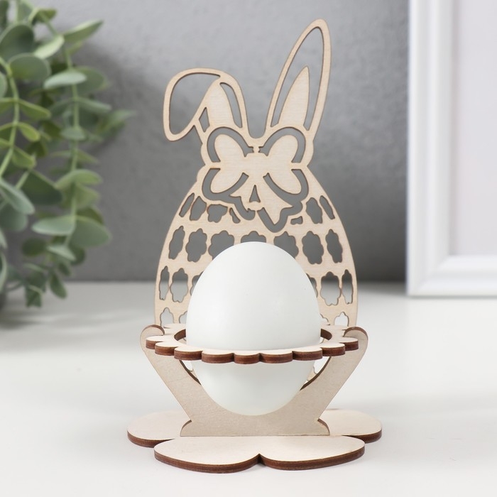 Подставка под яйцо Подставка под яйцо "Зайка" 8,8х8,8х14,5 см (набор 4 детали) белый