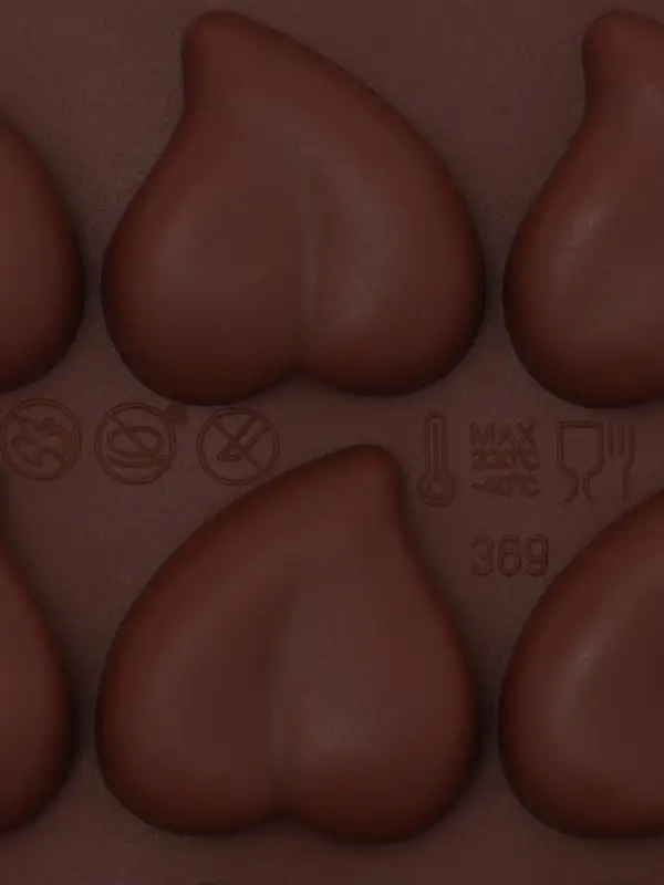 Форма для конфет и шоколада Доляна &laquo;Сердца&raquo;, силикон, 21.5&times;10.5&times;1.8 см, 15 ячеек (3&times;3 см), коричневая