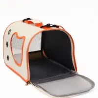 Сумка - переноска каркасная &laquo;Кошачий вид&raquo;, 41&times;27&times;25 см, белая, оранжевая