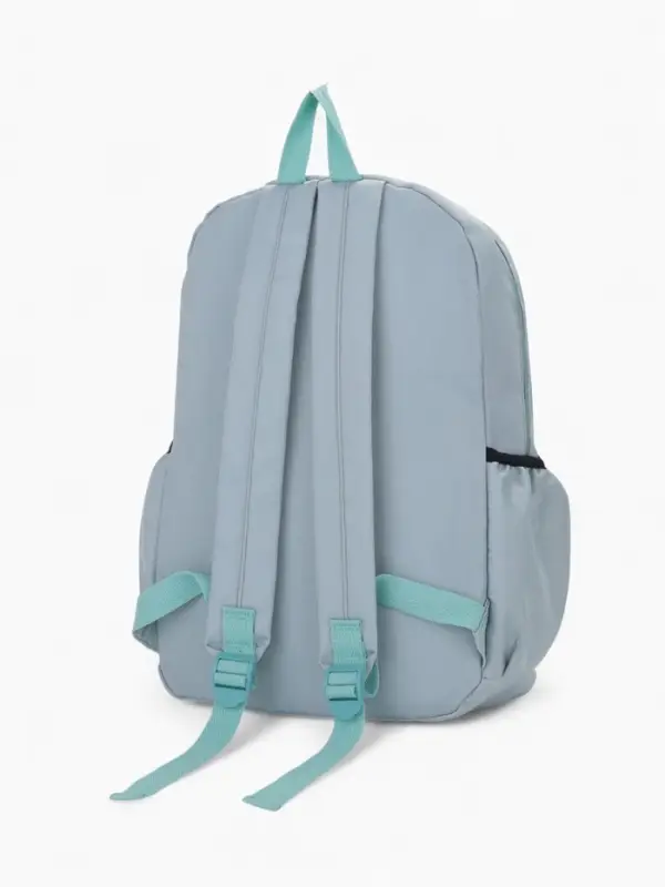 Рюкзак школьный на молнии, с карманами, однотонный, с надписью, размер 30&times;12&times;42 см, зелёный