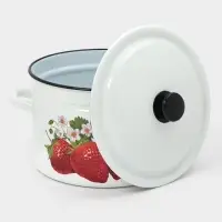 Кастрюля эмалированная, 8 л, d=26.5 см, с крышкой, цилиндрическая, белая