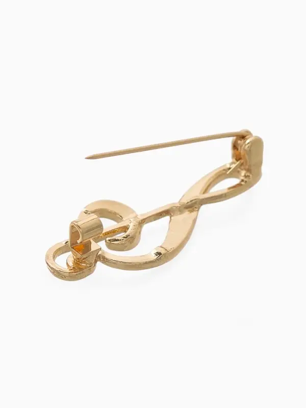 Брошь &laquo;Нота. Скрипичный ключ&raquo;, чёрная в золоте