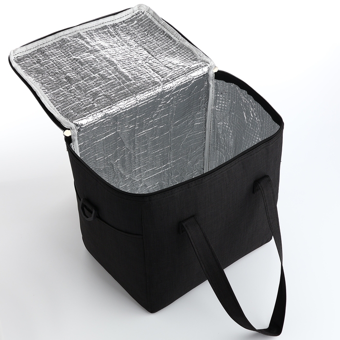 Термосумка на молнии, наружный карман, 10 л, цвет чёрный Термосумка на молнии, наружный карман, 10 л, цвет чёрный