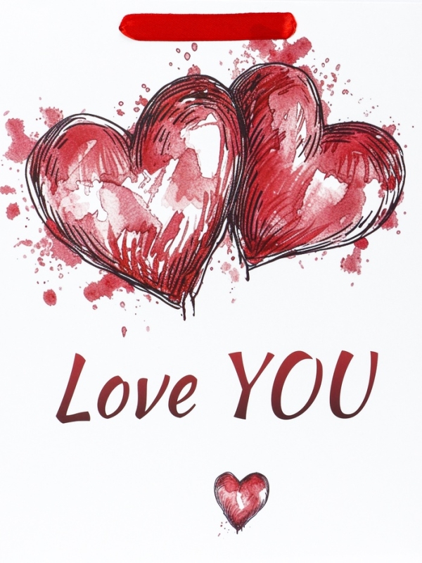 Пакет подарочный ламинированный вертикальный «Любовь», M 26 × 32 × 12 см