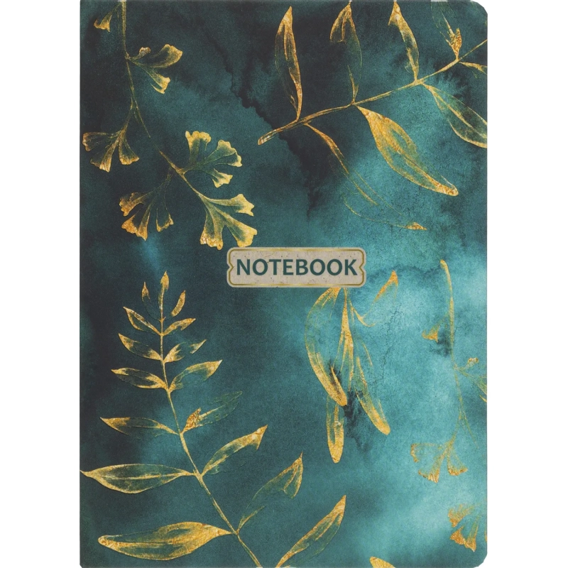 Бизнес-блокнот Floral А5 96л клетка,обл.тв.лам.картон, сшивка,резинка,зелен