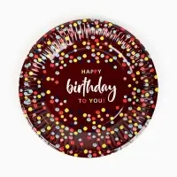 Тарелка одноразовая бумажная «Happy Birthday», конфетти, 18 см