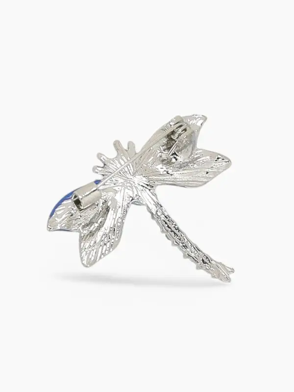 Брошь &laquo;Стрекоза - от сглаза&raquo;, маленькая, синяя в серебре