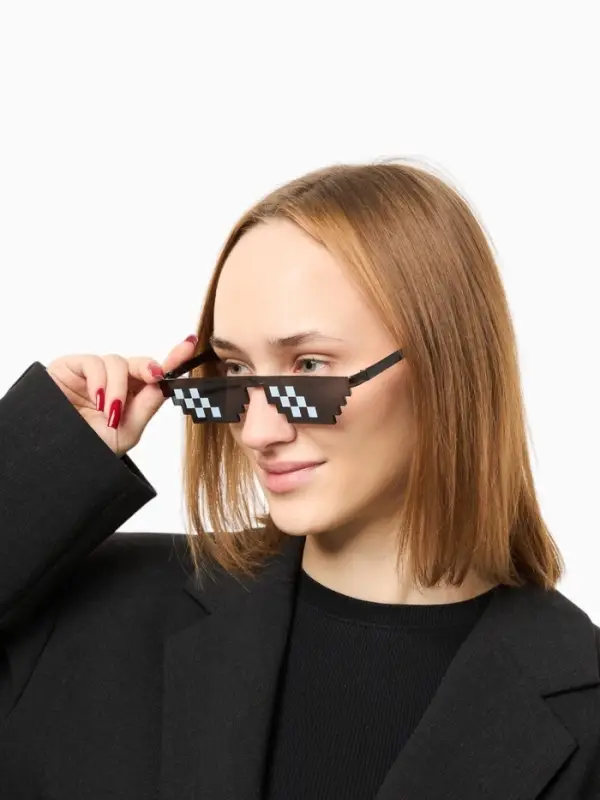 Очки солнцезащитные пиксельные &laquo;OneSun. Пиксели&raquo;, линза 6.2&times;3 см, чёрные