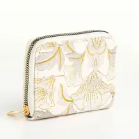 Кошелёк на молнии, три отделения, маленький, с вышивкой, белый