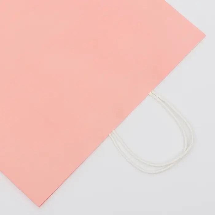 Пакет крафт нежно - розовый, круглая ручка, 32×19.5×37 см, 120 г