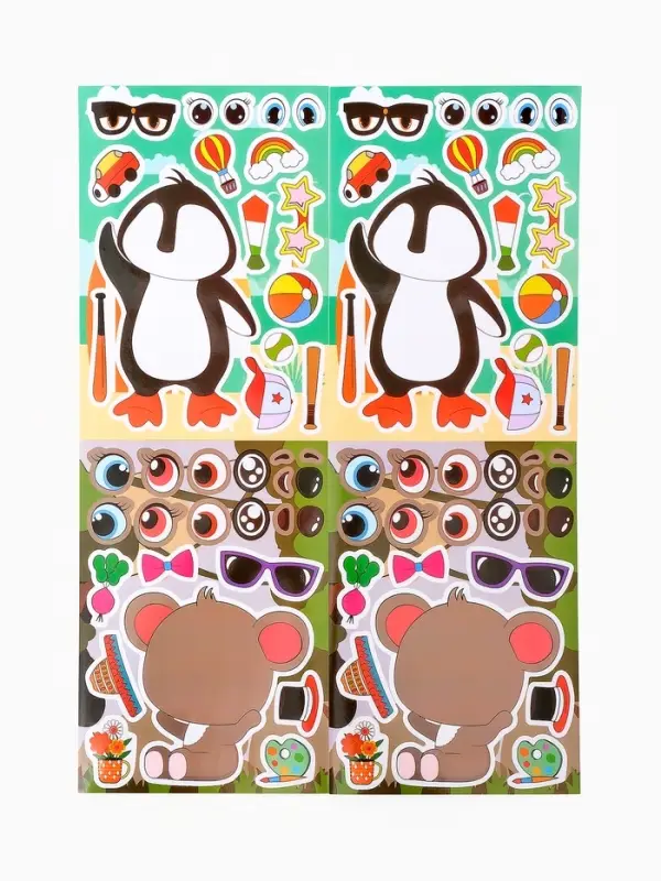 Наклейки детские для творчества "Животные" набор 24 шт