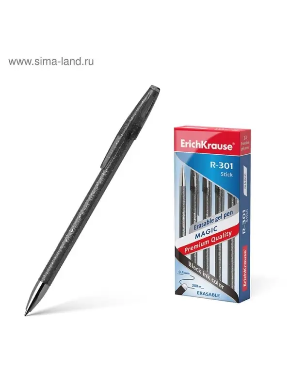 Ручка гелевая стираемая ErichKrause R-301 Magic Gel, узел 0.5 мм, чернила чёрные, длина письма 200 м, цена за 1 шт. Ручка гелевая стираемая ErichKrause R-301 Magic Gel, узел 0.5 мм, чернила чёрные, длина письма 200 м, цена за 1 шт.
