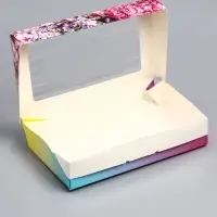 Коробка складная с окном &laquo;Цветы&raquo;, 20&times;12&times;4 см