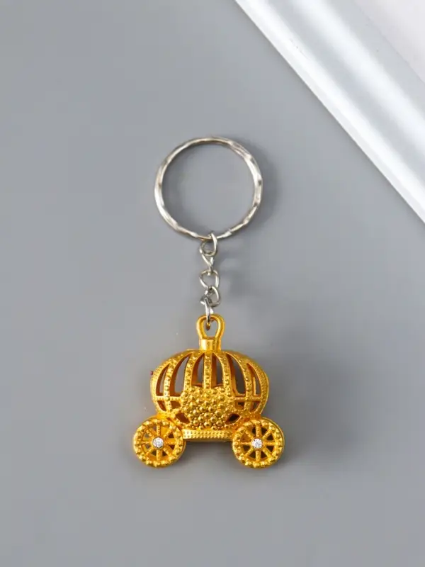 Брелок металл, стразы "Карета-тыква" МИКС 3,2х1,5х3,2 см