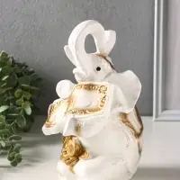 Копилка для денег &laquo;Слон с деньгой&raquo;, гипс, бело-золотой, 15&times;13&times;26 см