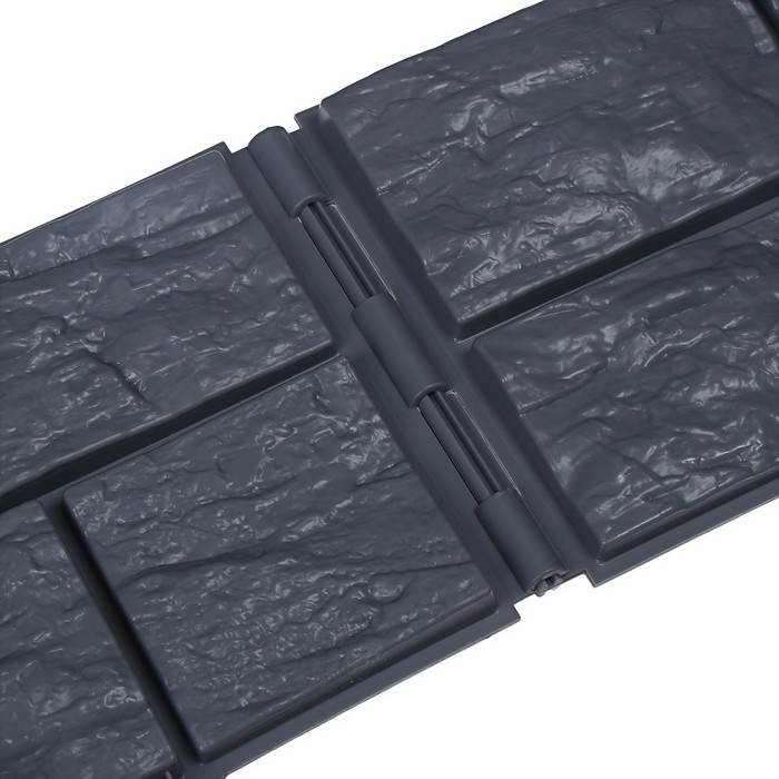 Ограждение декоративное, 24 × 177,5 см, 5 секций, пластик, серое, «Камень»