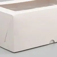 Коробка для 6 капкейков с окном, белая, 25&times;17&times;10 см