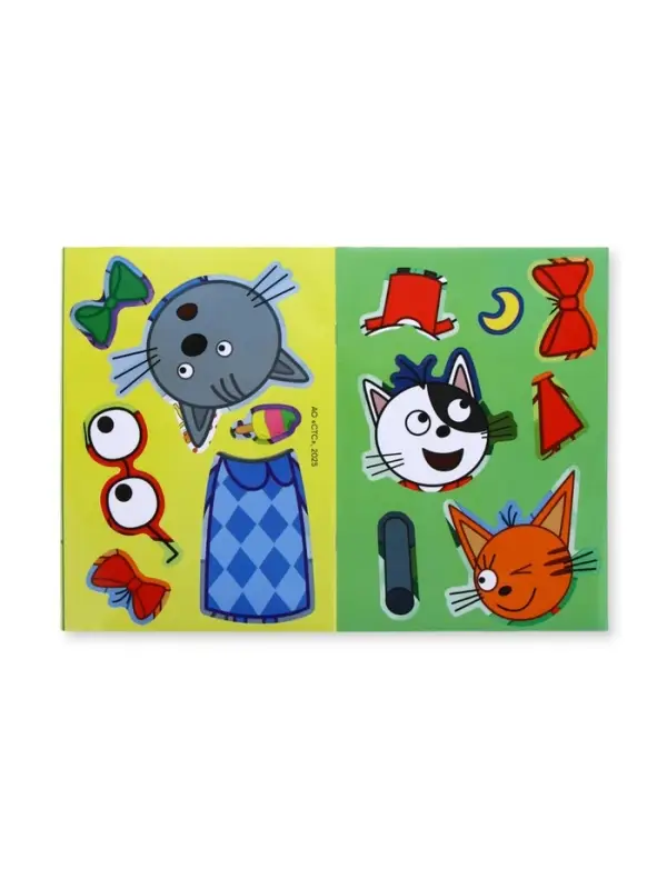 Книжка &laquo;Аппликации наклейками&raquo;, А5, 12 стр., Три кота