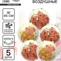 Воздушный шар фольгированный 18" &laquo;Капибары с апельсинами. Круг&raquo;, набор 5 шт.