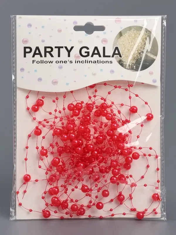 Гирлянда для декора из бусин, красная Гирлянда для декора из бусин, красная