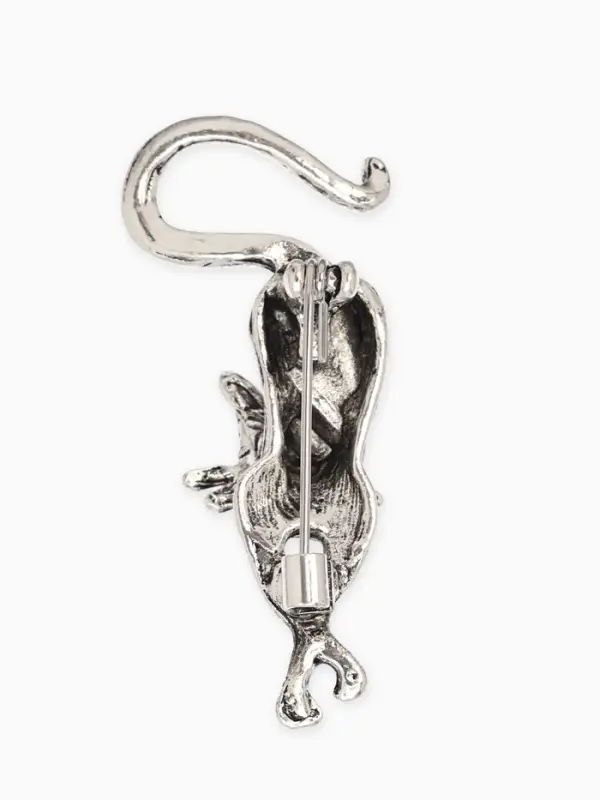 Брошь &laquo;Кошка грациозная&raquo;, зелёная в чернёном серебре