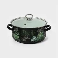 Кастрюля эмалированная &laquo;Мохито&raquo;, 4 л, d=26.1 см, с крышкой, чёрная