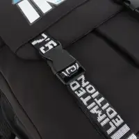 Рюкзак школьный на молнии, с карманами, принтом, размер 28&times;11&times;41 см, чёрный/голубой/белый