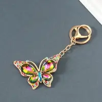 Брелок металл, стразы на карабине "Бабочка" передивается 4,7х6,4х0,8 см