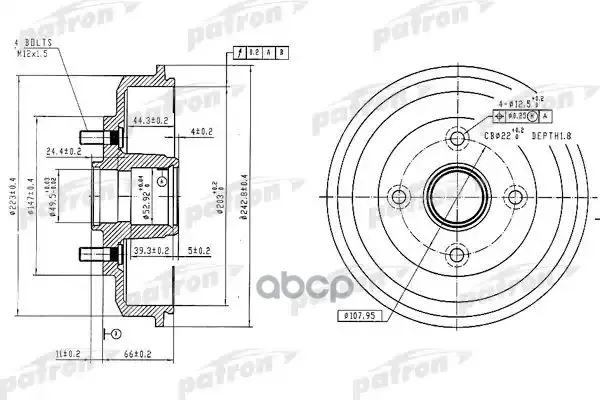 Барабан тормозной PATRON арт. PDR1584