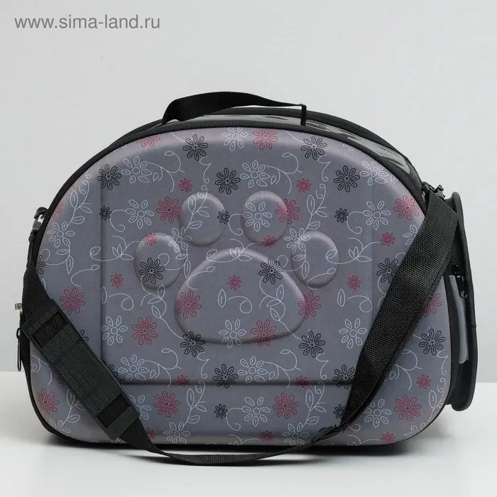 Складная сумка - переноска, 43.5&times;28&times;33 см, с отдельным входом, материал EVA, серая