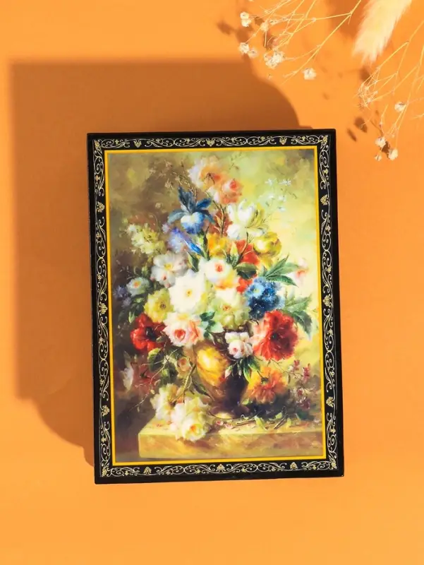 Шкатулка для украшений &laquo;Букет цветов&raquo;, 10&times;14 см, лаковая миниатюра