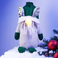 Фигура текстиль «Гном лосяш в зелёном» 33×12×18 см, 1 LED, от батареек AG13×3, свечение тёплое белое