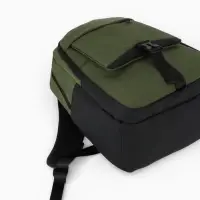 Рюкзак, 27*13*38,5 см, 2 отд 4н/карм, Комби, Водонепрон. дно, зеленый/черн