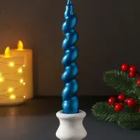 Свеча витая "LUXURY" 25*180 мм, лакированная, синяя Свеча витая "LUXURY" 25*180 мм, лакированная, синяя