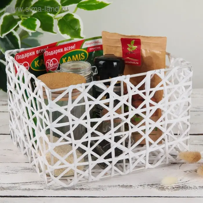 Корзина плетёная Доляна «Паутинка», 21×18×14 см, цвет белый Корзина плетёная Доляна «Паутинка», 21×18×14 см, цвет белый