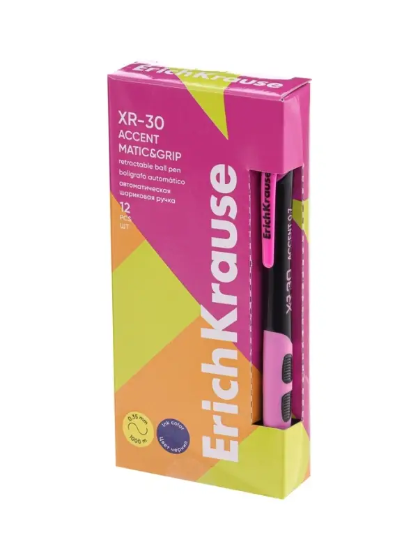 Ручка шариковая автоматическая, ErichKrause XR-30 Matic&Grip Accent, 0.7 мм, резиновый держатель, синяя Ручка шариковая автоматическая, ErichKrause XR-30 Matic&Grip Accent, 0.7 мм, резиновый держатель, синяя