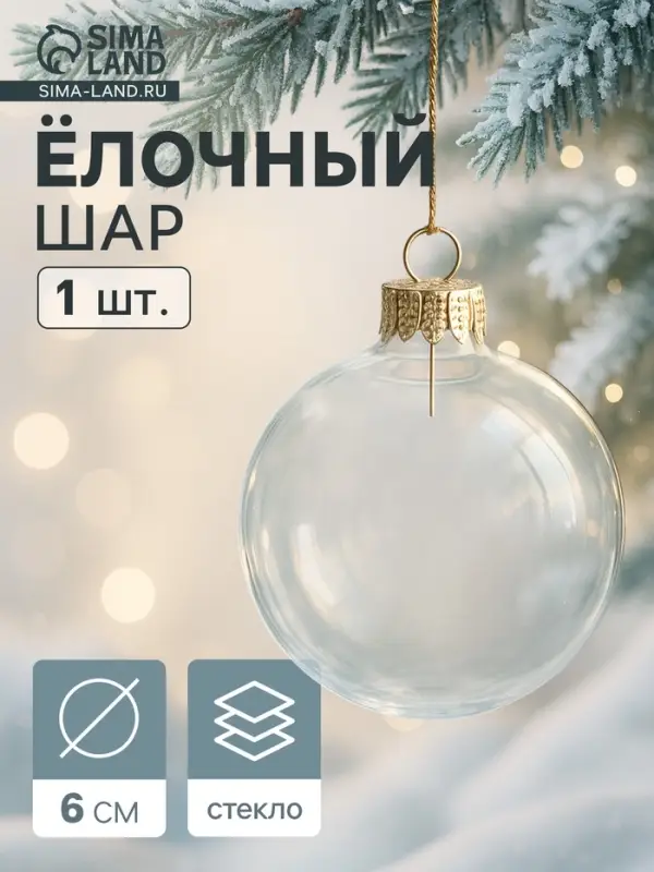 Ёлочный шар &laquo;Прозрачный&raquo;, d=6 см