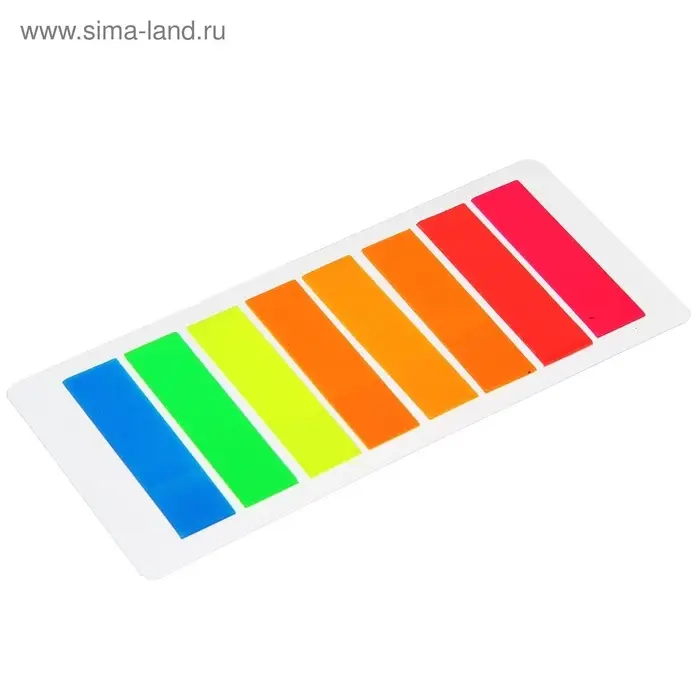Блок-закладка с липким краем 12 мм х 45 мм, пластик, 8 цветов по 25 листов, флуоресцентный, в блистере Блок-закладка с липким краем 12 мм х 45 мм, пластик, 8 цветов по 25 листов, флуоресцентный, в блистере