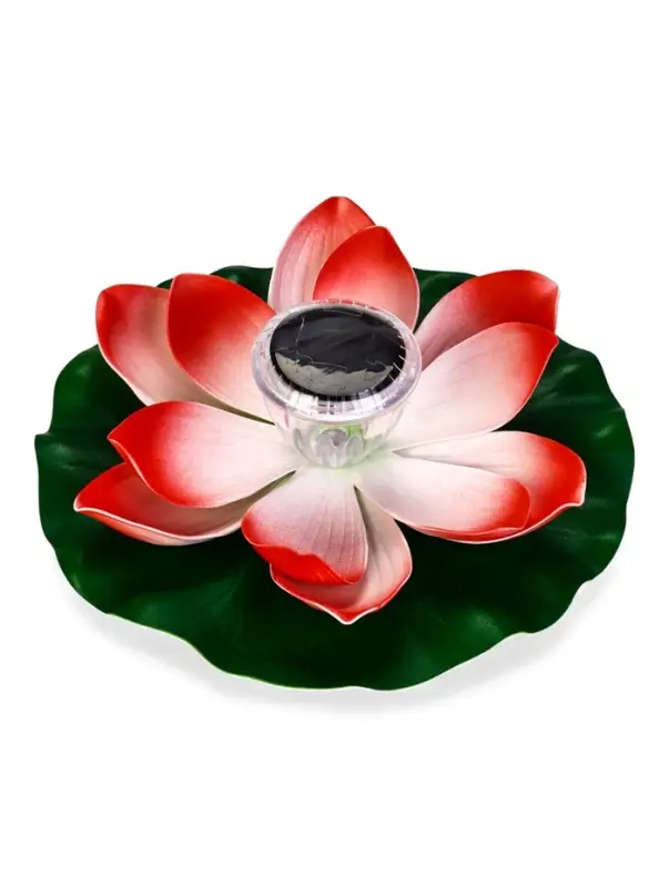 Садовый светильник для водоемов 28 х 28 х 9 см на солнечной бат-е Садовый светильник для водоемов 28 х 28 х 9 см на солнечной бат-е "Лотос" красный N008