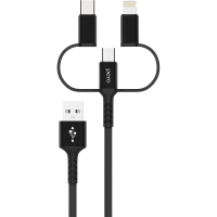 Кабель USB PERO DC-06 3 in 1 (Lightning/micro USB/Type-C), 3А, 1м, черный