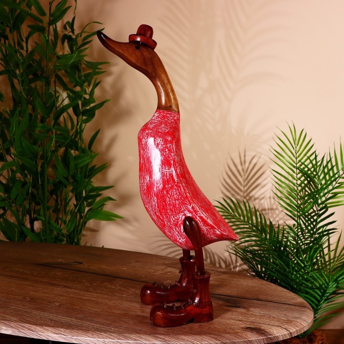 Сувенир "Утка в красном" дерево 45 см