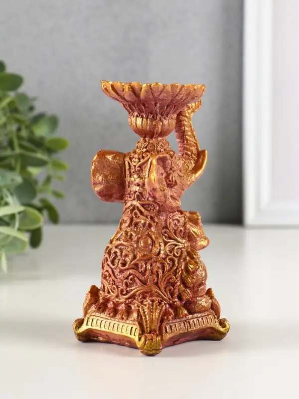 Подсвечник  Подсвечник "Слон" высота 12 см, бордо с позолотой