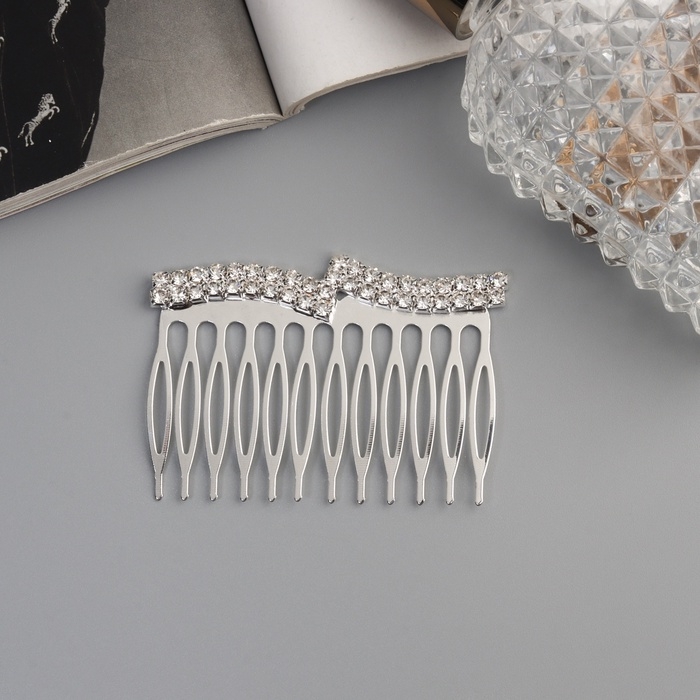 Гребень для волос  Гребень для волос "Медея" волны, 6,5х4 см, серебро