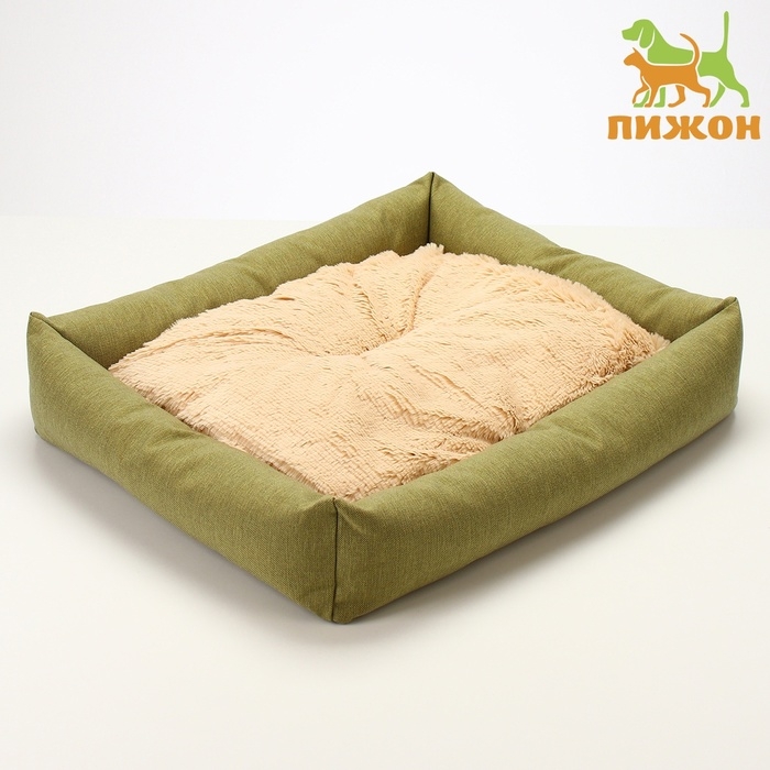 Лежанка для животных, 60*50*15 см, рогожка, синтепон, искусс. Мех, ЗЕЛЕНАЯ Лежанка для животных, 60*50*15 см, рогожка, синтепон, искусс. Мех, ЗЕЛЕНАЯ