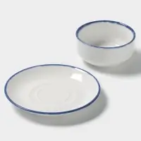 Бульонница с блюдцем Magistro Blue Lagoon, 300 мл, фарфор, белая